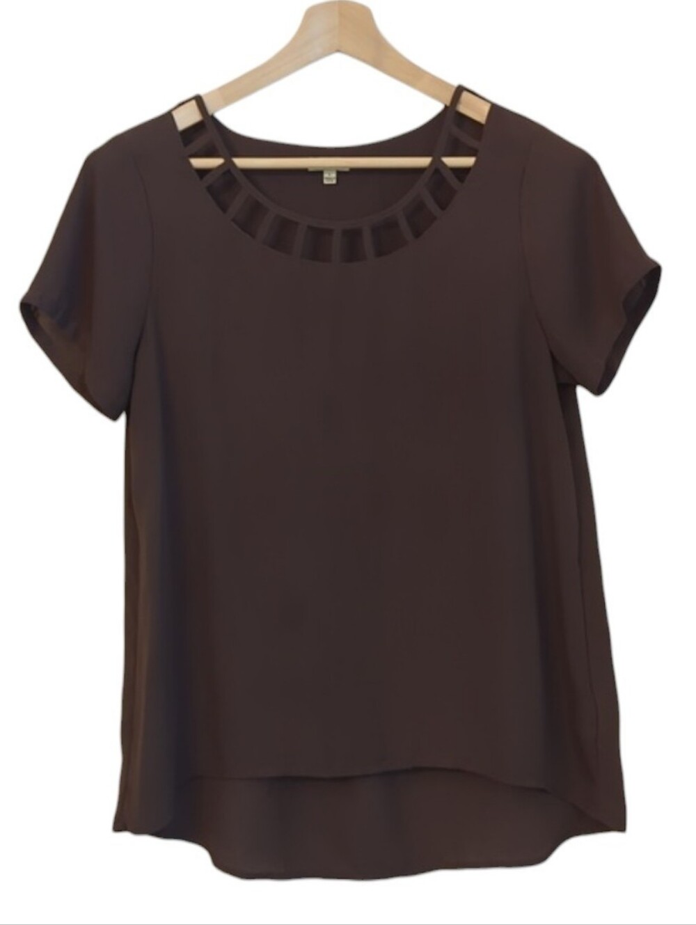 Lily White | Olive Green Cut Out Neckline Blouse